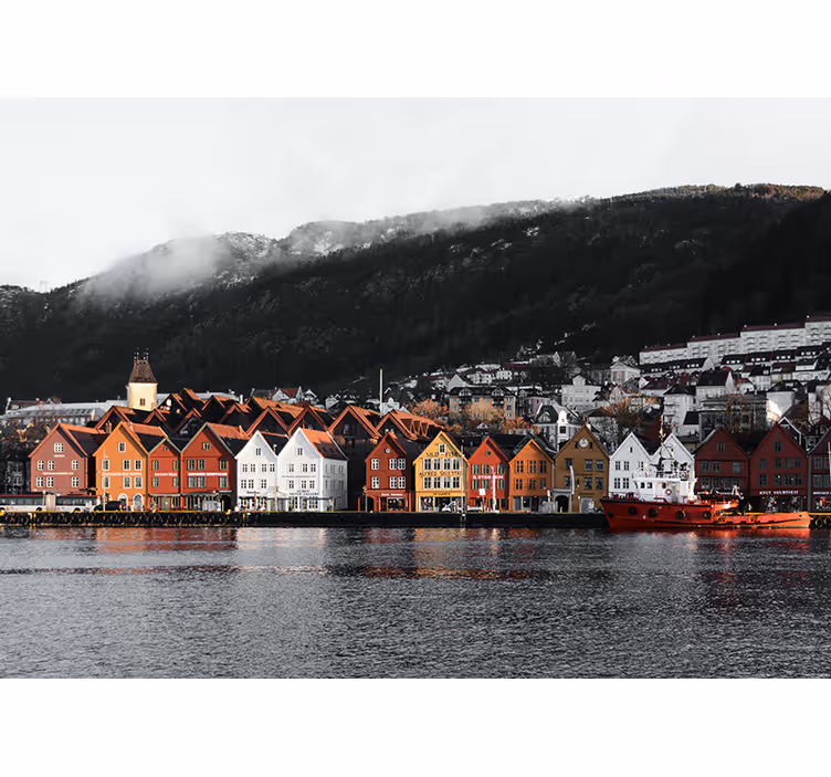 Bergen havnefronthus fototapet byer - Tenstickers