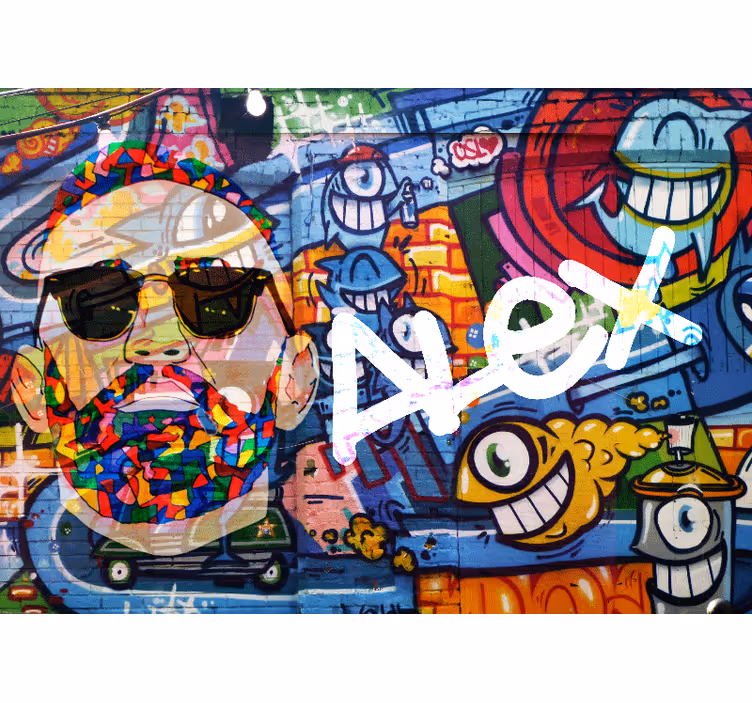 Fototapet urban kunst fargerikt byportrett - Tenstickers