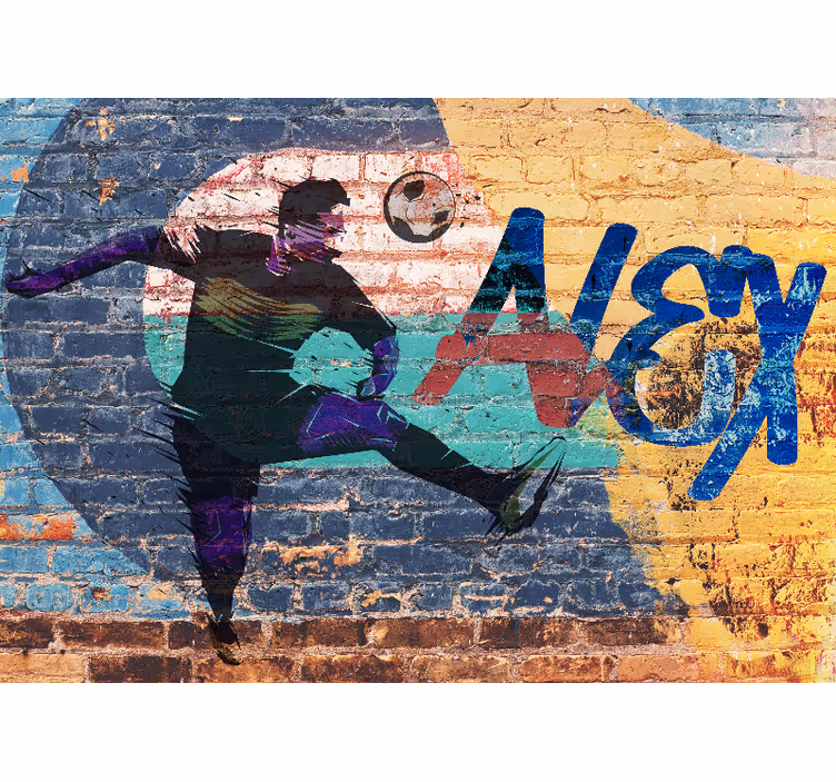Fototapet urban kunst fotballspiller i aksjon - Tenstickers