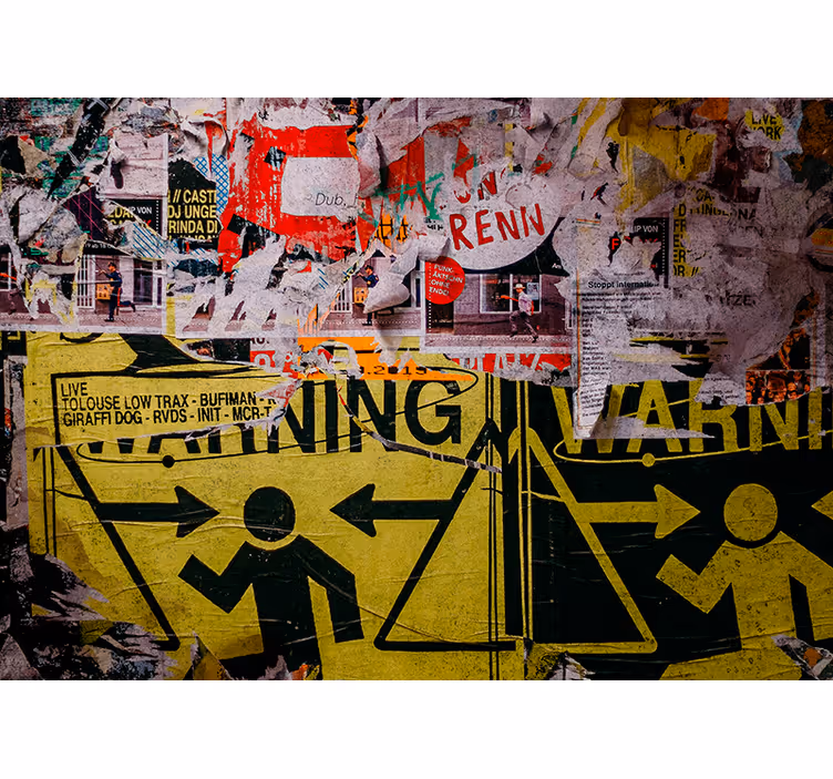 Fototapet urban kunst urbane advarselsskilt - Tenstickers