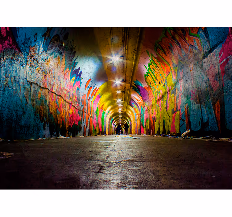 Tunnel graffiti fototapet urban kunst - Tenstickers