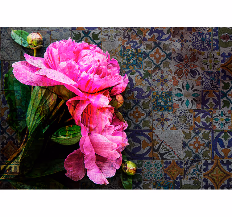 Peon blomsterdetalj fototapet valmue - Tenstickers