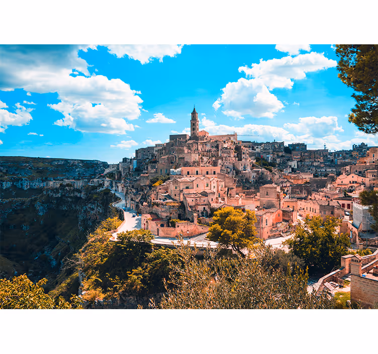Historisk matera-landskap fototapet byer - Tenstickers