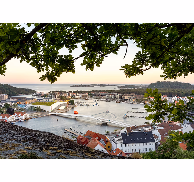 Fototapet byer sjarmerende kystutsikt - Tenstickers