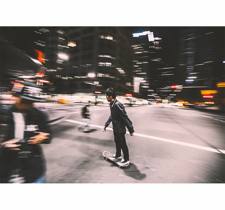 Fototapet byer urban natt skate - Tenstickers