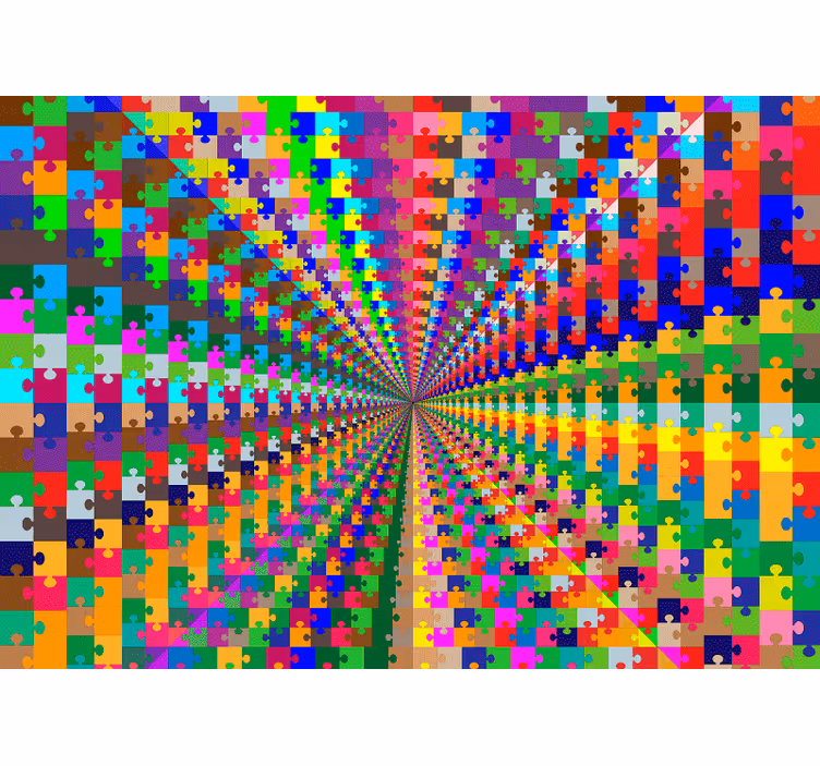 Puslespill eksplosjon fototapet 3d - Tenstickers