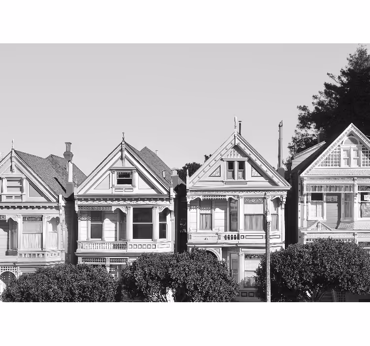 San francisco huser svart-hvitt fototapet - Tenstickers