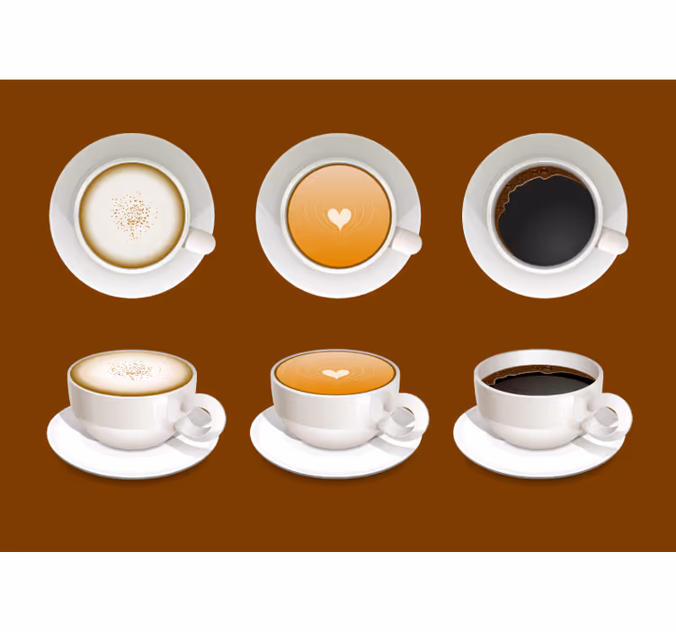 Design av kaffekopper fototapet sagn - Tenstickers