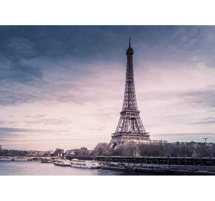 Eiffeltårnet silhuett fototapet Paris - Tenstickers