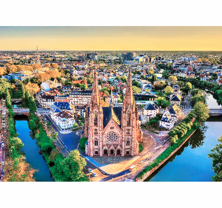 Flyfoto av katedralen fototapet byer - Tenstickers