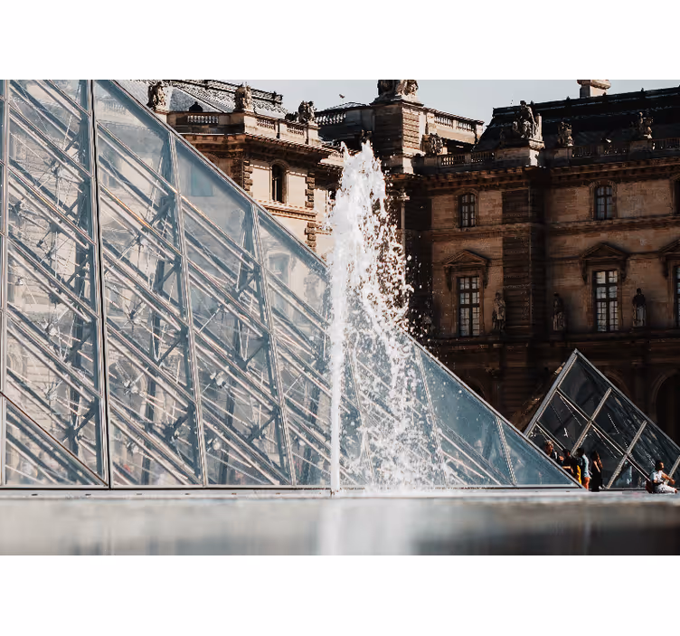 Pyramidefontenesprut fototapet Paris - Tenstickers