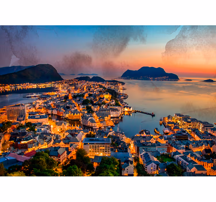 Ålesund norsk bysnø fototapet byer - Tenstickers