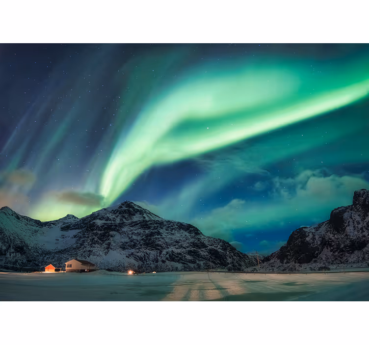 Nordlys om vinteren fototapet natur - Tenstickers