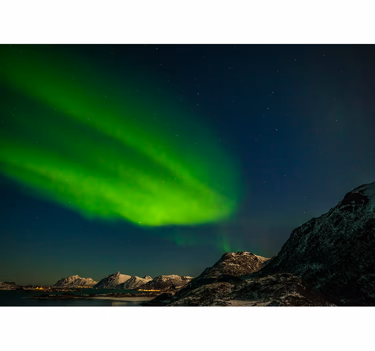 Norsk nordlys fototapet natur - Tenstickers