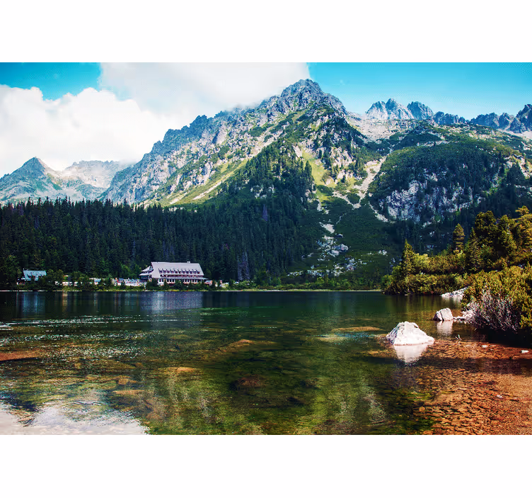 Fototapet landskap fjellvann natur - Tenstickers