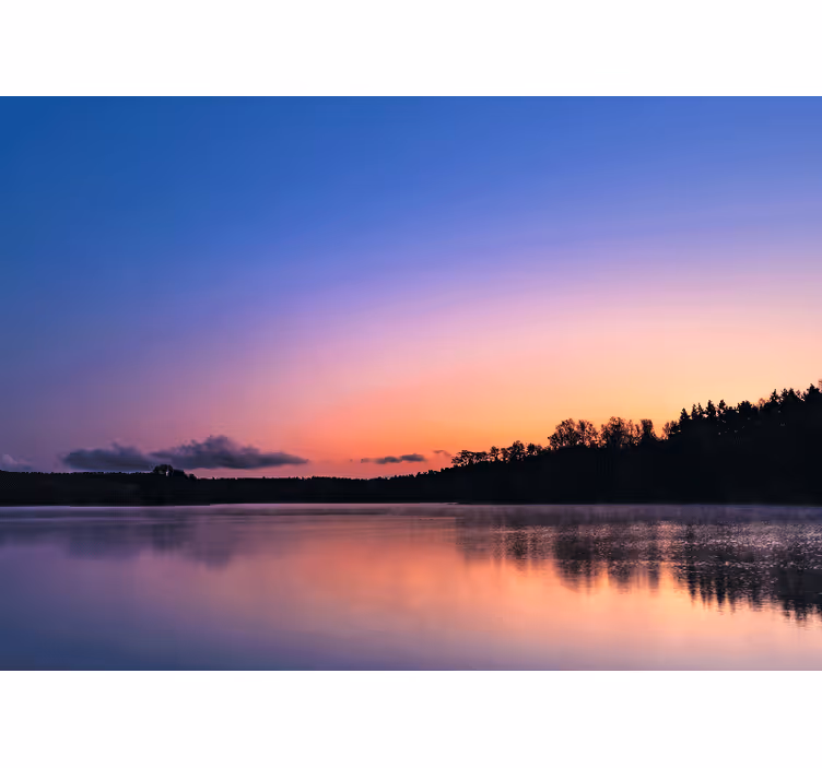 Fototapet landskap rolige innsjørefleksjoner - Tenstickers