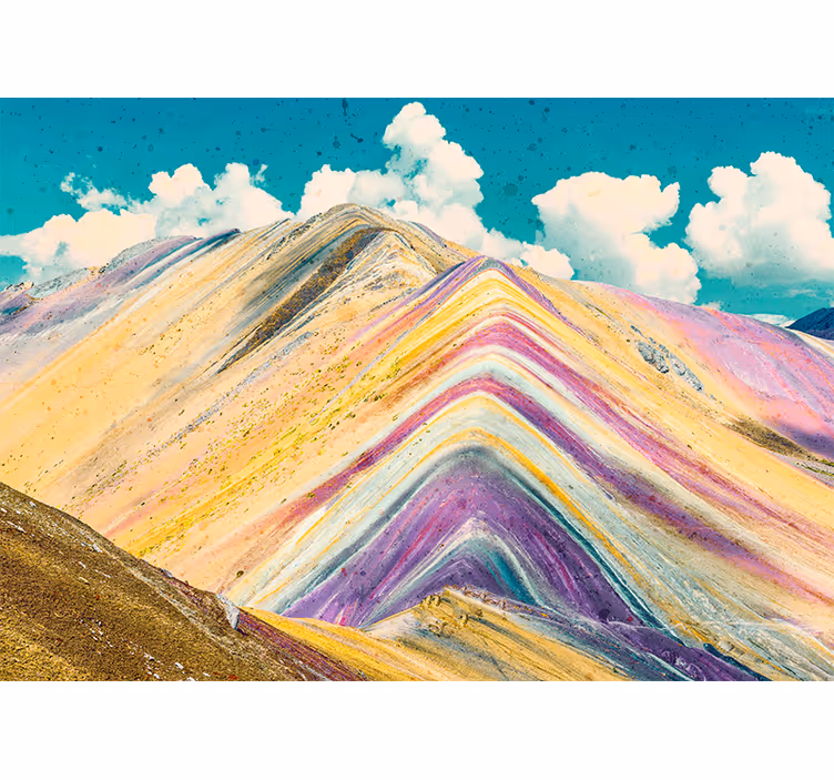 Fargerikt fjell med blå himmel fototapet natur - Tenstickers