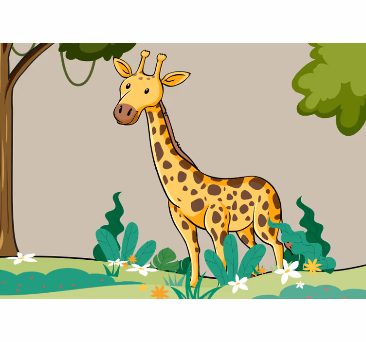 Fototapet dyr lekende giraffscene - Tenstickers
