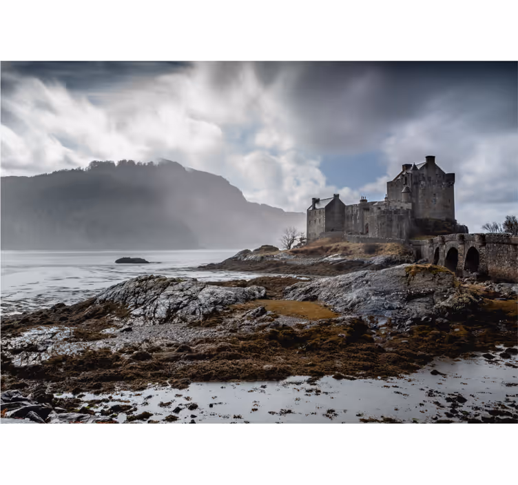 Fototapet byer skotsk slott landskap - Tenstickers