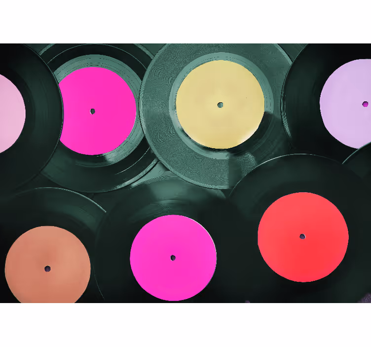 Fototapet musikk vinylplater klynge - Tenstickers