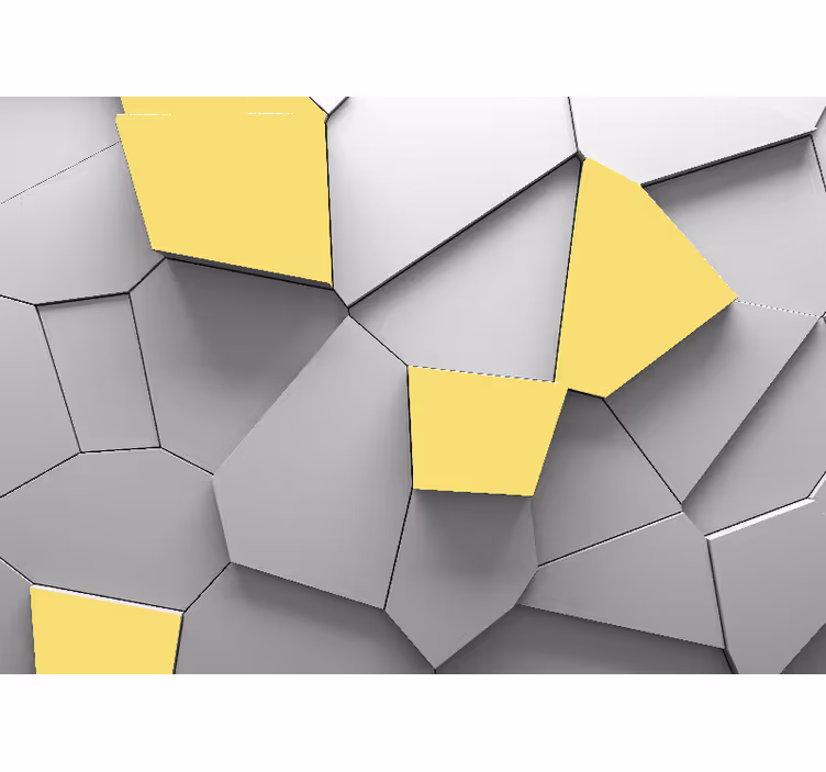 Geometriske gule paneler fototapet 3d - Tenstickers