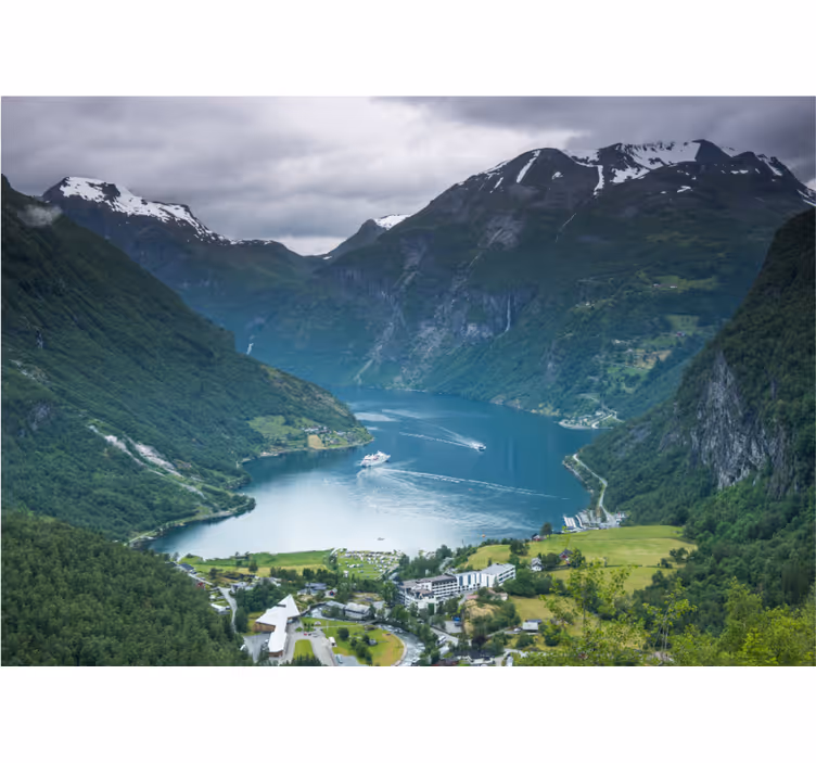 Geirangerfjord norge fototapet byer - Tenstickers