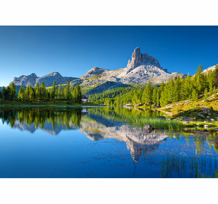 Solfylt fjellandskap fototapet stue - Tenstickers