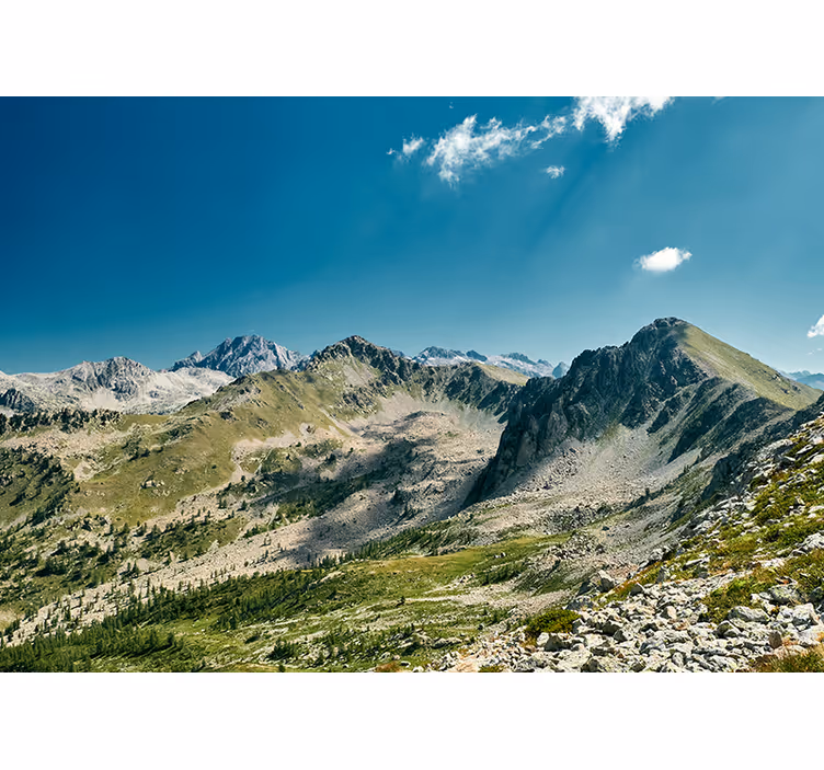 Fototapet landskap grand fjellkjede utsikt - Tenstickers