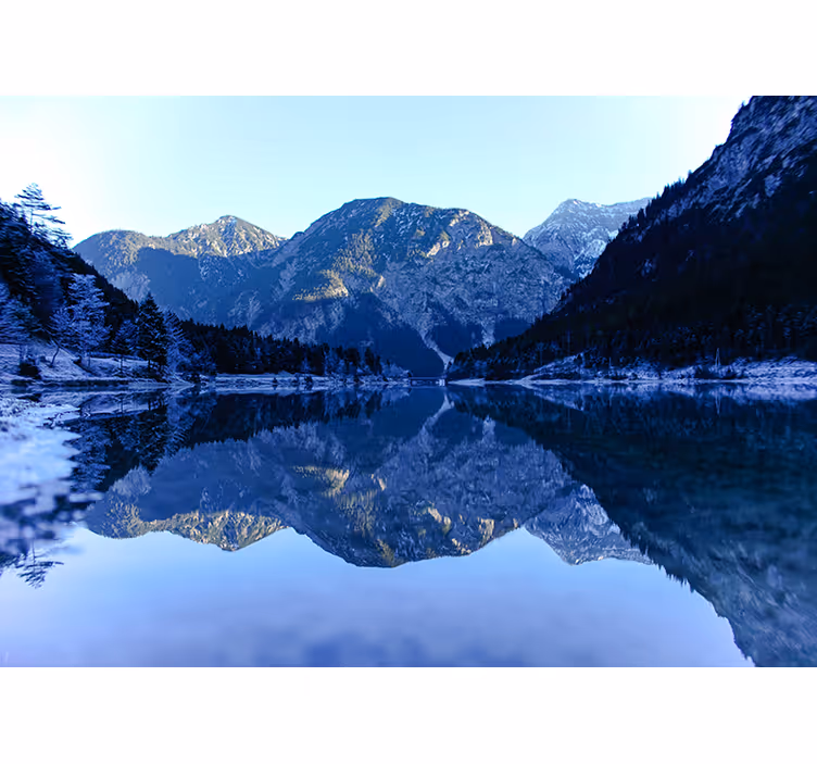 Fototapet landskap fjellrefleksjon - Tenstickers