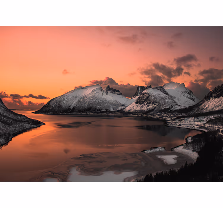 Rosa himmel med hvitt fjell fototapet kontor - Tenstickers