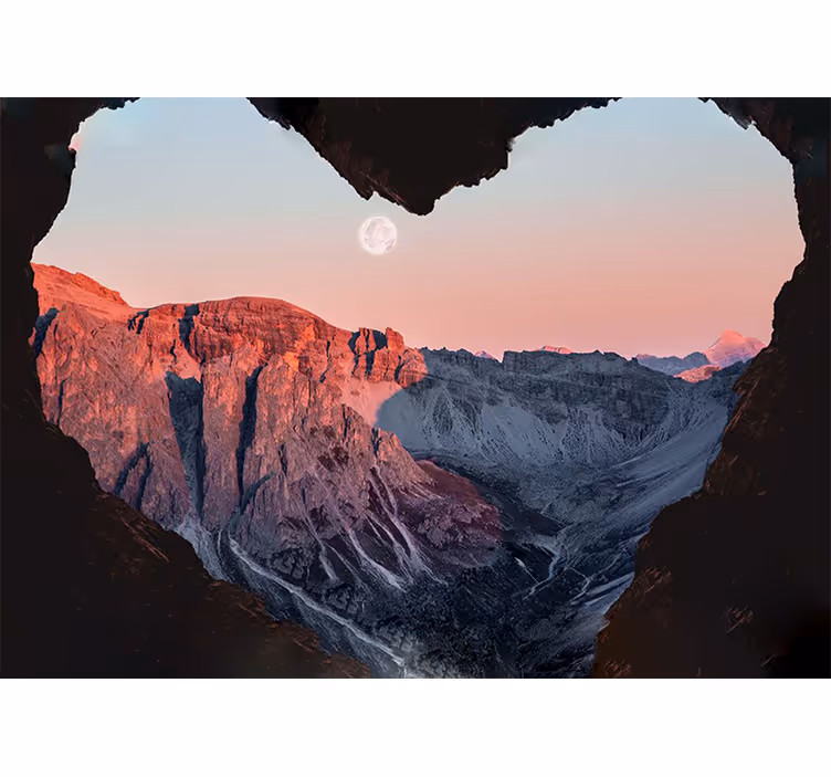 Fototapet natur hjerteformet fjellandskap - Tenstickers