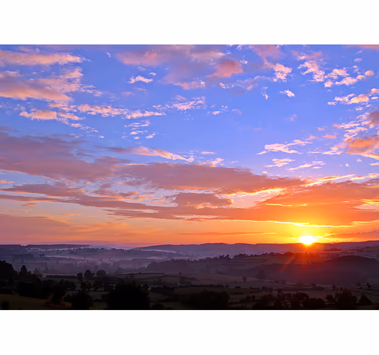 Fototapet landskap solnedgang over åser - Tenstickers