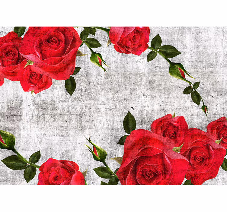 Fototapet blomster rød rosearrangement - Tenstickers