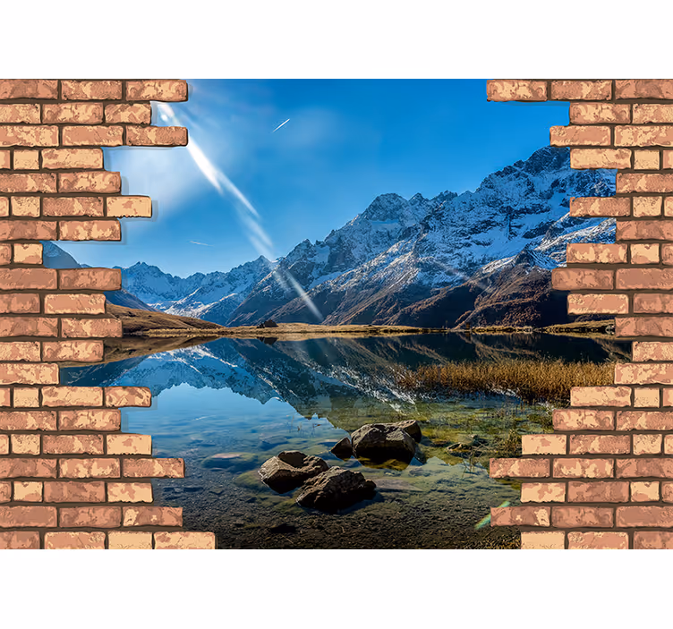 3d murvegg med foto Fototapet murstein - Tenstickers
