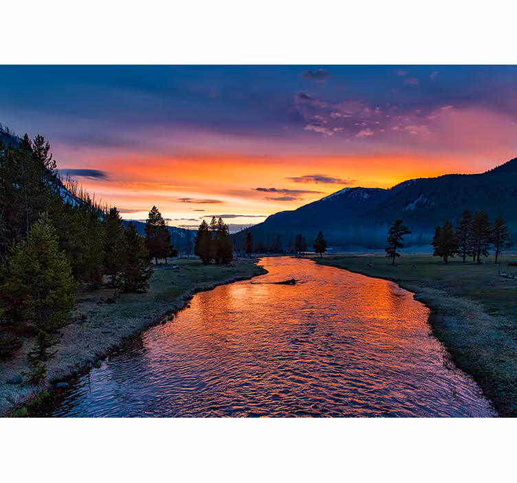 Sunset river vista fototapet landskap - Tenstickers