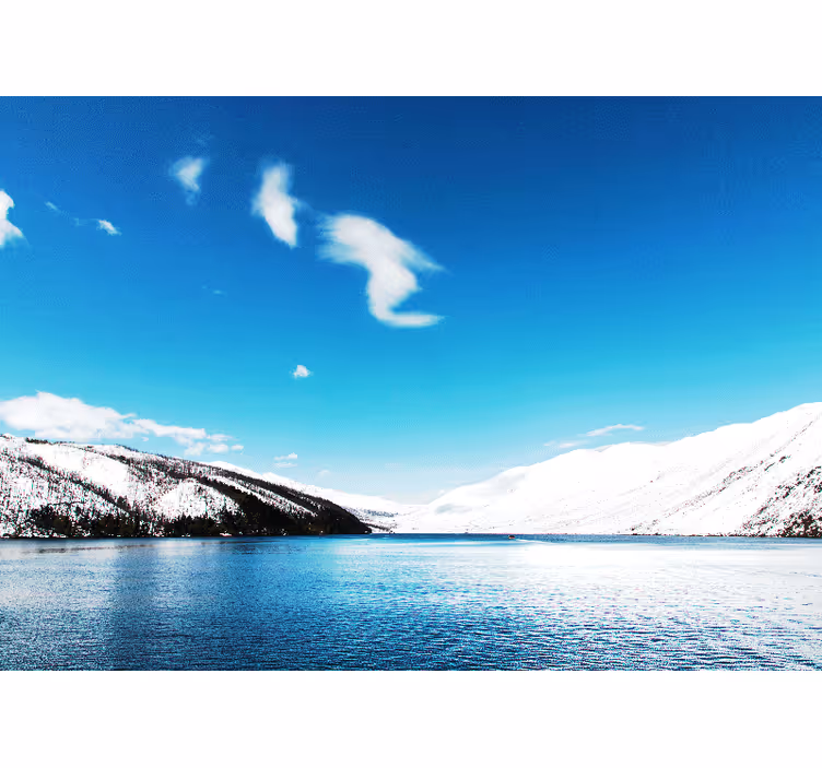 Fototapet landskap snødekte fjell - Tenstickers
