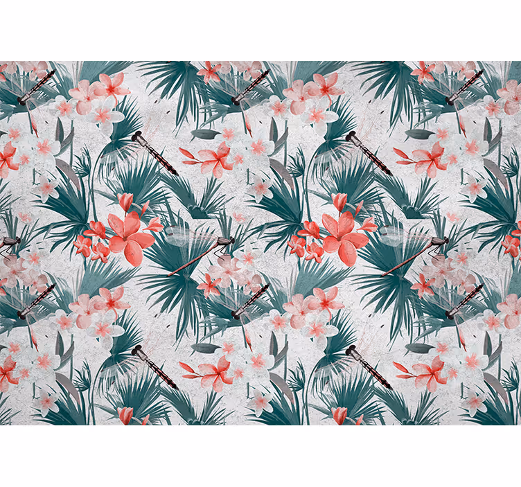 Fototapet blomster tropisk blomsterdesign - Tenstickers