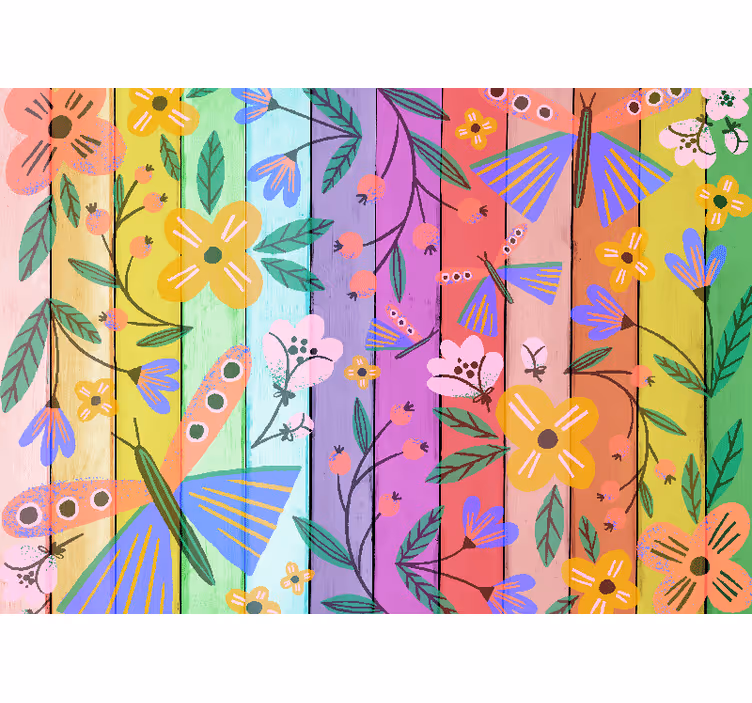 Fototapet blomster i livlige botaniske motiver - Tenstickers
