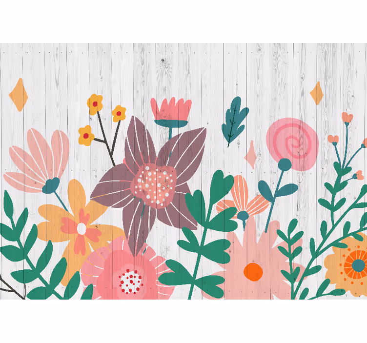Fototapet blomster fargerik blomsterkunst - Tenstickers