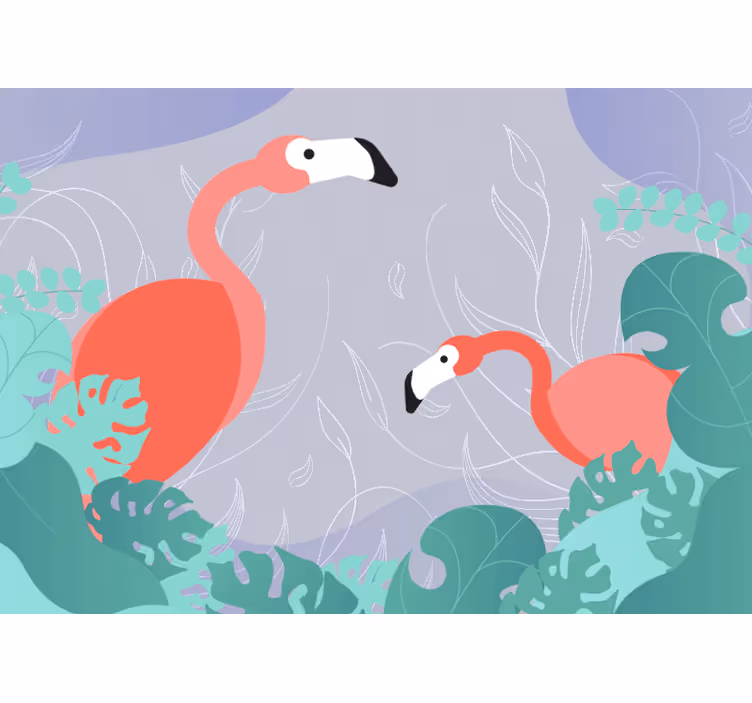 Fototapet dyr flamingofamilie - Tenstickers