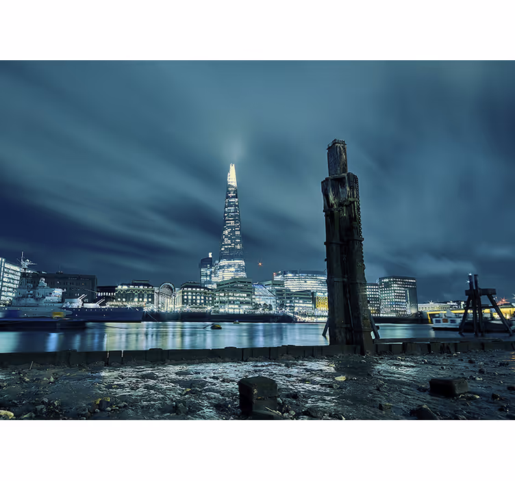 Fototapet london shardtårnet om natten - Tenstickers