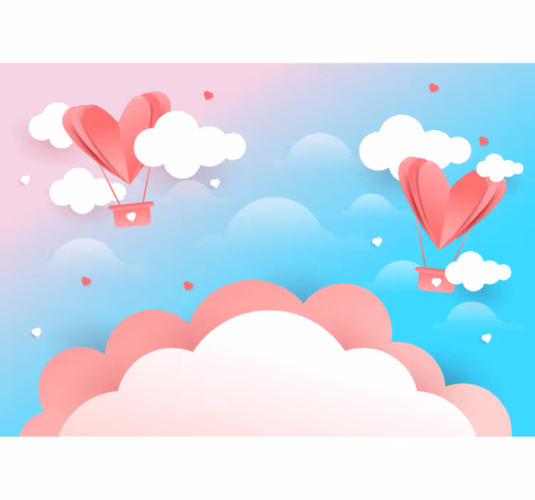 Rosa luftballongdesign fototapet spedbarn - Tenstickers