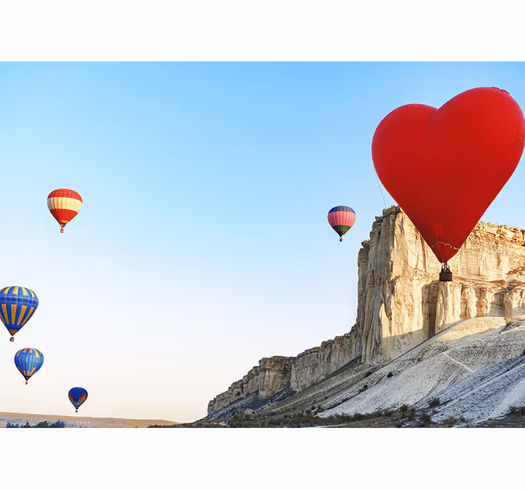 Fototapet kjærlighet hjerteformet ballong - Tenstickers