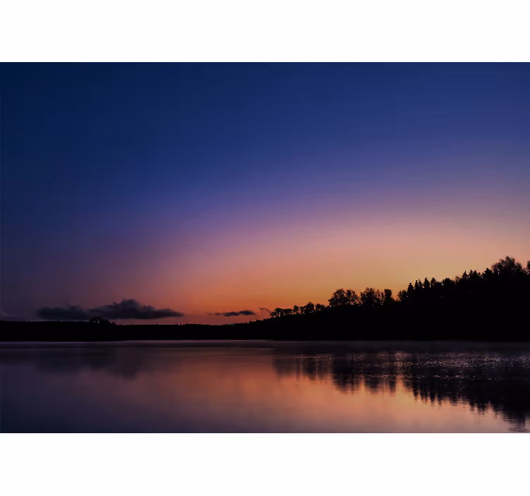 Fototapet landskap rolige innsjøer ved solnedgang - Tenstickers
