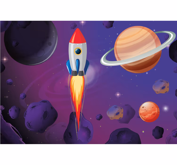 Fototapet verdensrommet raketeflyging i kosmos - Tenstickers