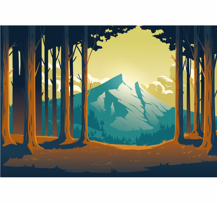 Fototapet fjell naturskjønn skogsmountain - Tenstickers