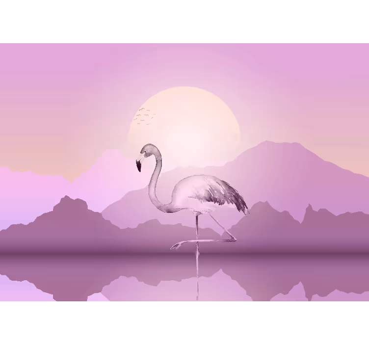 Fototapet dyr elegant flamingo silhuett - Tenstickers