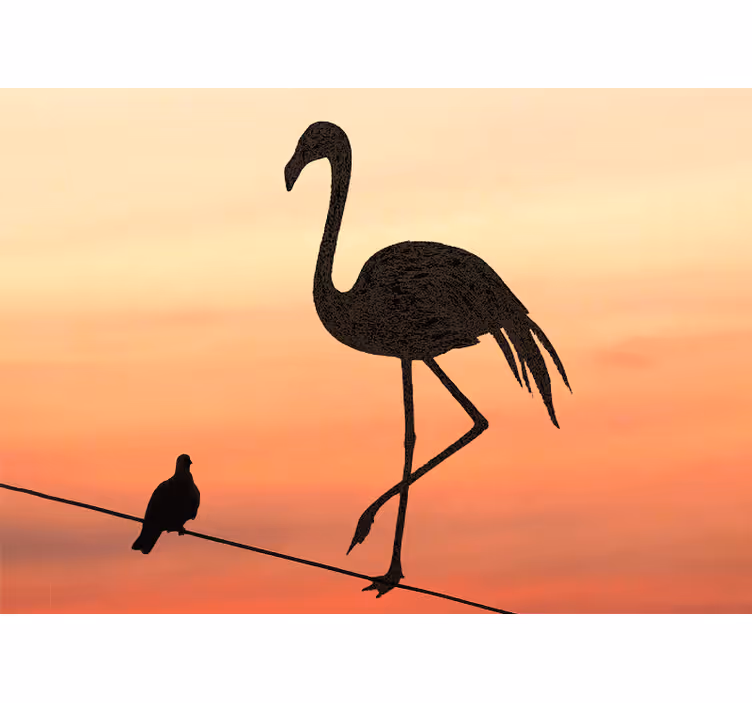 Flamingo og fugler fototapet stue - Tenstickers