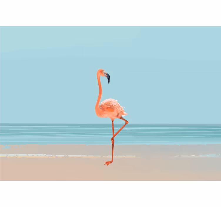 Fototapet sjø flamingo ved kysten - Tenstickers