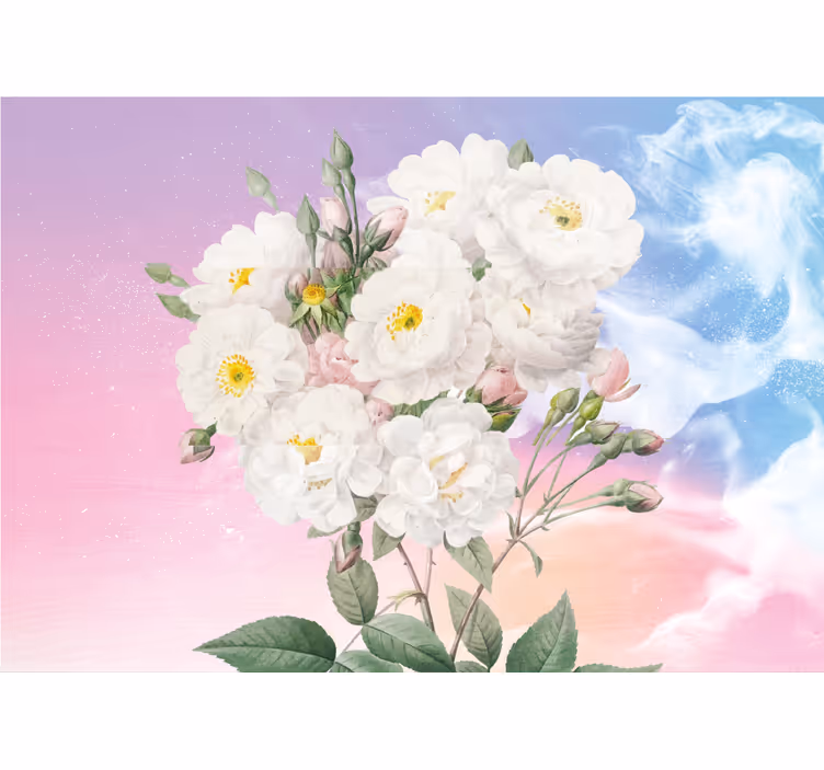 Fototapet blomster hvitt blomsterarrangement - Tenstickers